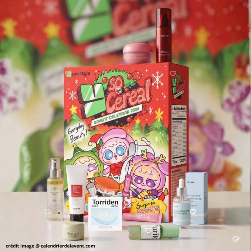 YesStyle Advent Calendar 2026 box with skincare serums and creams from the calendar