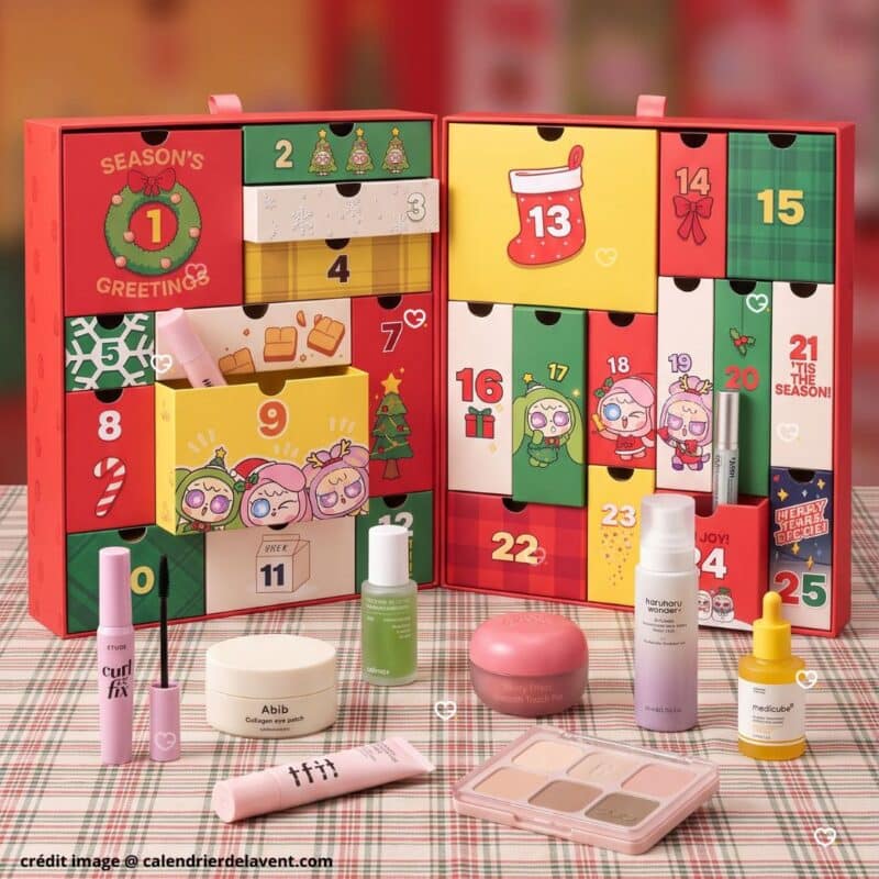 YesStyle Advent Calendar 2026 open box showing the full K-beauty line-up