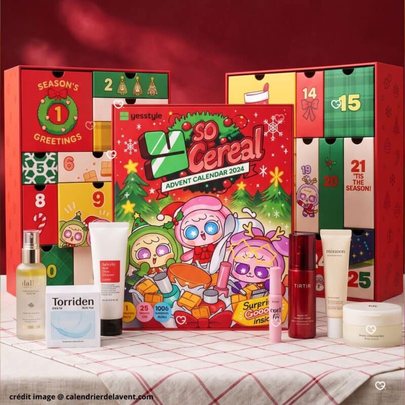 YesStyle Korean beauty advent calendar 2026 opened, drawers and skincare on display