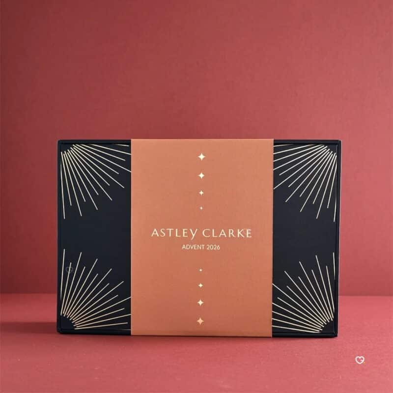 Astley Clarke luxury advent calendar 2026 gift box on terracotta