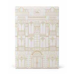 BoohooMAN Advent Calendar 2026 closed box with white and gold shopfront design