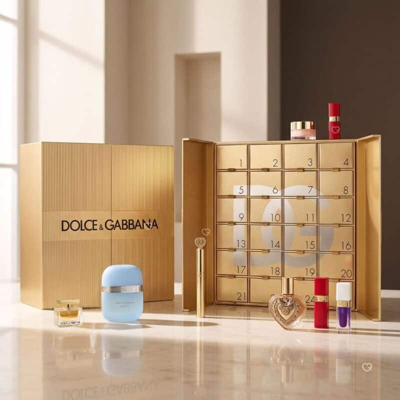 Dolce & Gabbana Advent Calendar 2026 open with fragrances and make-up on display