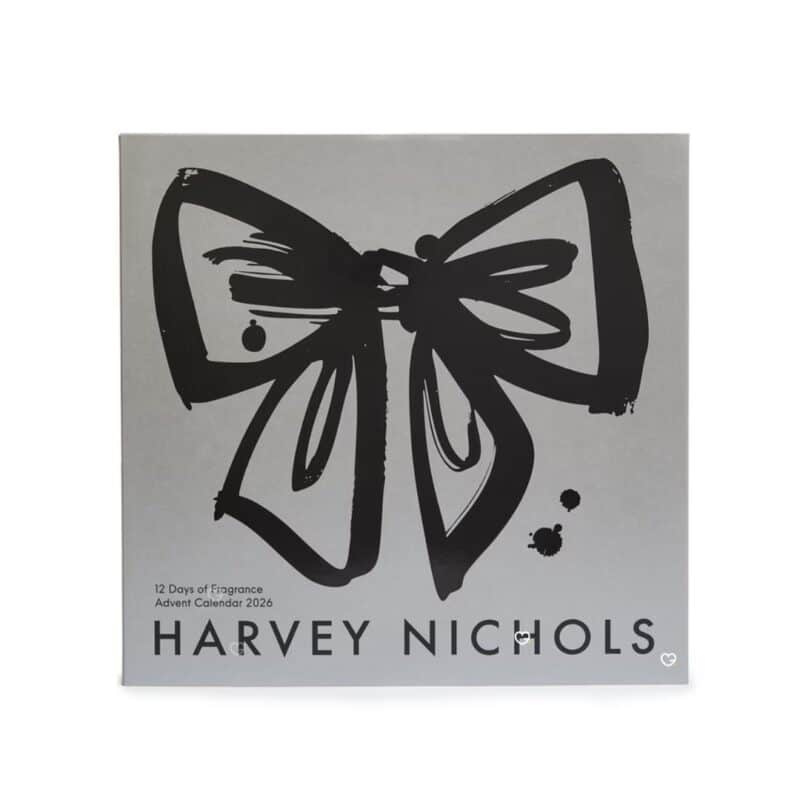 Harvey Nichols Fragrance Advent Calendar 2026 closed grey box with black bow