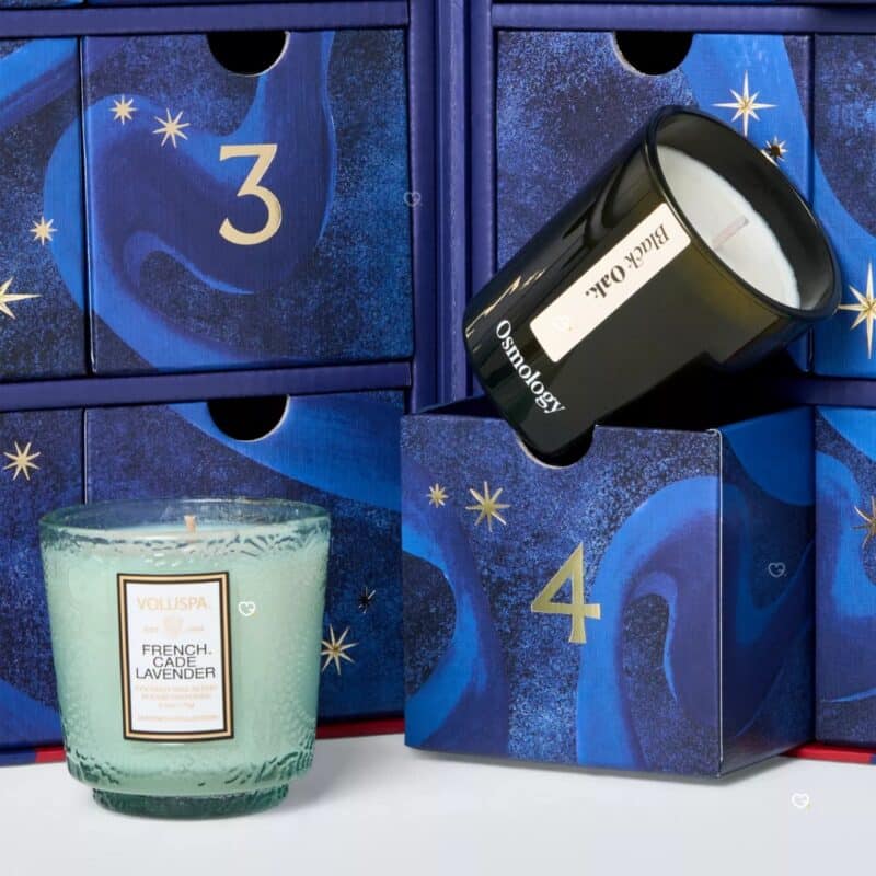 Close-up of candles in the John Lewis Candle Advent Calendar 2026