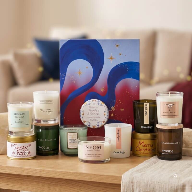 John Lewis Candle Advent Calendar 2026 styled with lit scented candles