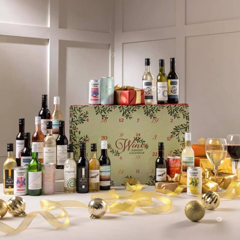 John Lewis wine advent calendar 2026 styled with festive decorations