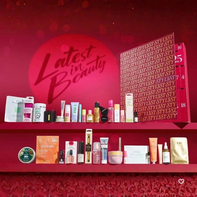 Stylist x Latest in Beauty advent calendar 2026 branded display