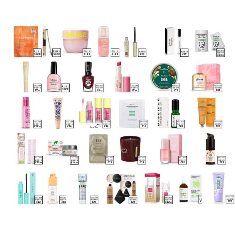 Latest in Beauty advent calendar 2026 full-size product line-up grid