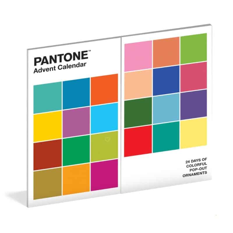 Flat view of the Pantone 2026 advent calendar front cover colour-swatch grid