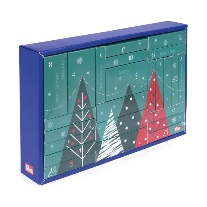 Prym DIY Advent Calendar 2026 closed box, three-quarter view