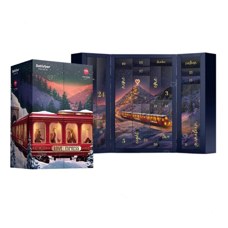 Open Satisfyer Premium advent calendar 2026 showing its 24 numbered doors