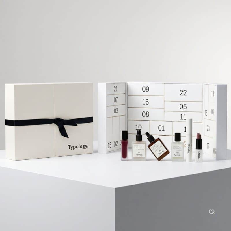 Typology Advent Calendar 2026 open with its skincare products