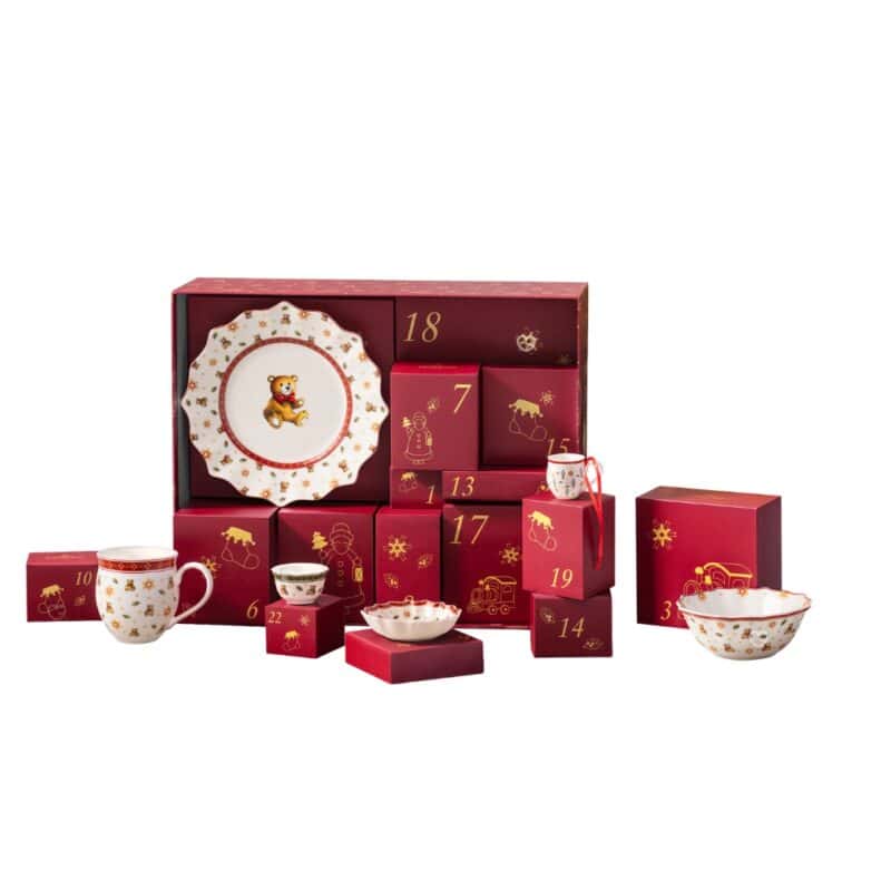 All 24 porcelain pieces and gift boxes of the Villeroy & Boch Christmas Toys Memory Advent Calendar 2026