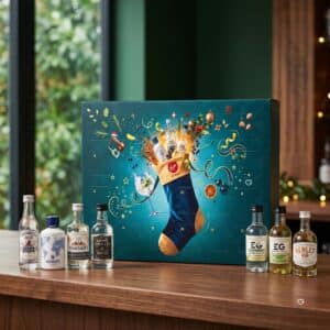 Virgin Wines gin advent calendar 2026 box with craft gin miniatures lined up