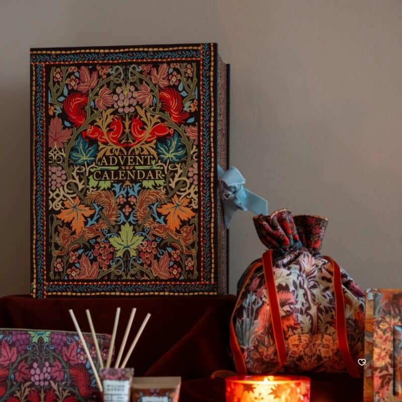 William Morris At Home advent calendar 2026 set with pouch and candle